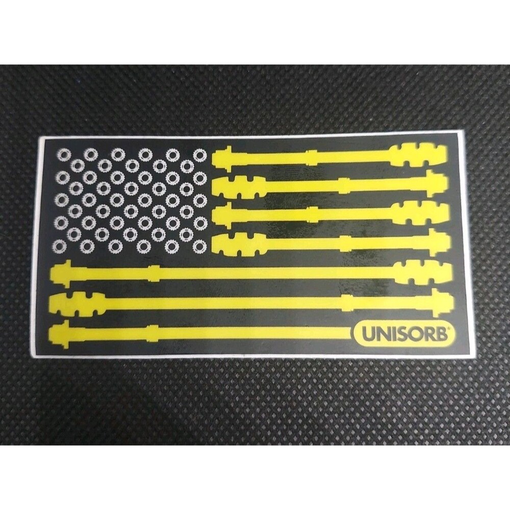 Yellow & Black American UNISORB Vector Bolt American Flag 3.5 x 2" Sticker Decal